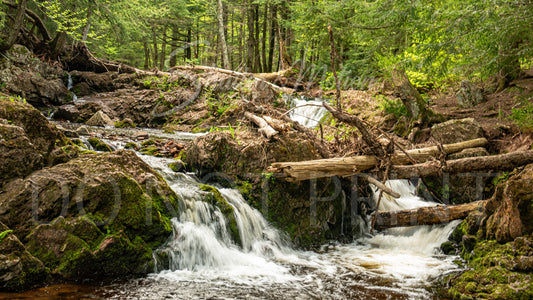 Northern Michigan Waterfall Photo 12x18" Print Greenstone Falls Variant #3