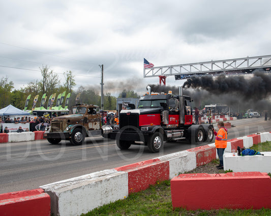 Semi Truck Drag Racing Print 12x18"" #47