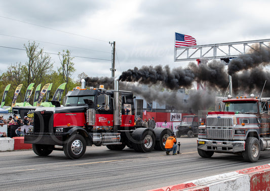 Semi Truck Drag Racing Print 12x18"" #8